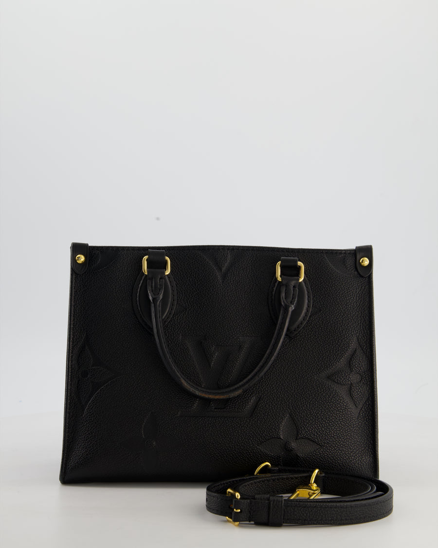 Louis Vuitton Black On the Go Small BB Tote in Empreinte Monogram Leather with Gold Hardware