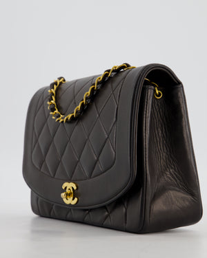 Chanel Vintage Espresso Brown Medium Diana Flap Bag in Lambskin Leather with 24K Gold Hardware