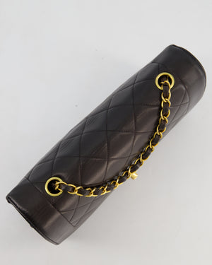 Chanel Vintage Espresso Brown Medium Diana Flap Bag in Lambskin Leather with 24K Gold Hardware