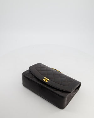 Chanel Vintage Espresso Brown Medium Diana Flap Bag in Lambskin Leather with 24K Gold Hardware