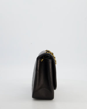 Chanel Vintage Espresso Brown Medium Diana Flap Bag in Lambskin Leather with 24K Gold Hardware