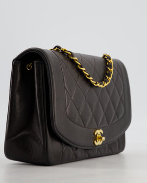 Chanel Vintage Espresso Brown Medium Diana Flap Bag in Lambskin Leather with 24K Gold Hardware