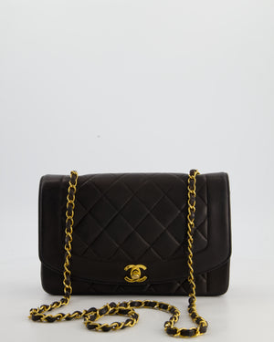 Chanel Vintage Espresso Brown Medium Diana Flap Bag in Lambskin Leather with 24K Gold Hardware