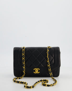 Chanel Vintage Black Small Diana Flap Bag in Lambskin Leather with 24K Gold Hardware