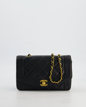 Chanel Vintage Black Small Diana Flap Bag in Lambskin Leather with 24K Gold Hardware