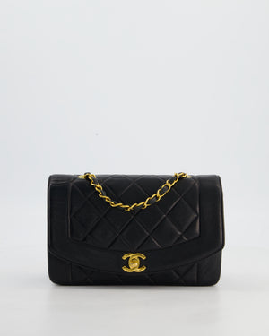 Chanel Vintage Black Small Diana Flap Bag in Lambskin Leather with 24K Gold Hardware