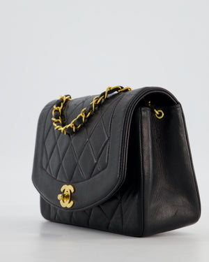 Chanel Vintage Black Small Diana Flap Bag in Lambskin Leather with 24K Gold Hardware