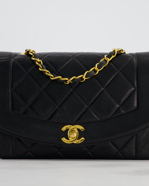 Chanel Vintage Black Small Diana Flap Bag in Lambskin Leather with 24K Gold Hardware