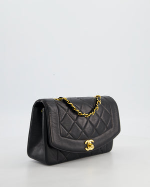 Chanel Vintage Black Small Diana Flap Bag in Lambskin Leather with 24K Gold Hardware