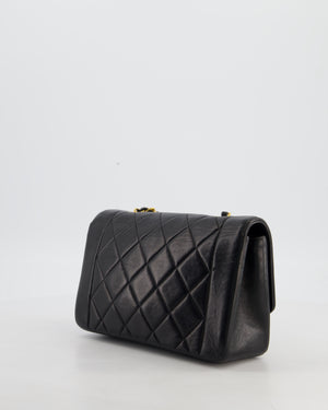 Chanel Vintage Black Small Diana Flap Bag in Lambskin Leather with 24K Gold Hardware