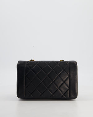 Chanel Vintage Black Small Diana Flap Bag in Lambskin Leather with 24K Gold Hardware