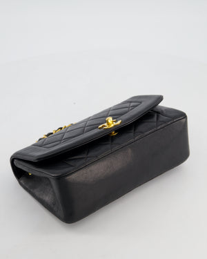 Chanel Vintage Black Small Diana Flap Bag in Lambskin Leather with 24K Gold Hardware