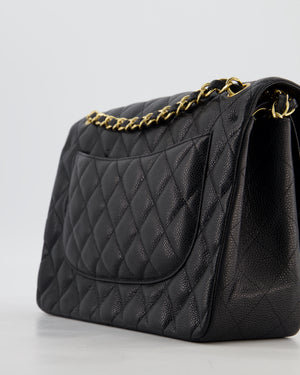 Chanel Jumbo Classic Double Flap Bag in Black Caviar Leather with Gold Hardware RRP £9,540
