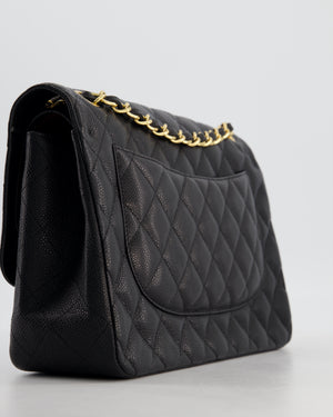 Chanel Jumbo Classic Double Flap Bag in Black Caviar Leather with Gold Hardware RRP £9,540