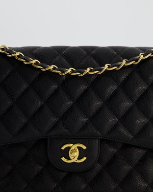 Chanel Jumbo Classic Double Flap Bag in Black Caviar Leather with Gold Hardware RRP £9,540