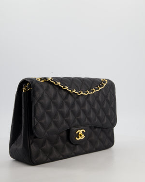 Chanel Jumbo Classic Double Flap Bag in Black Caviar Leather with Gold Hardware RRP £9,540