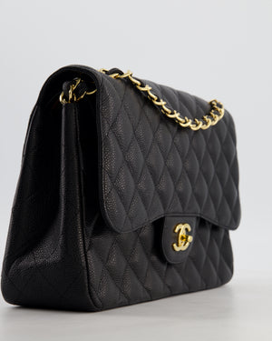 Chanel Jumbo Classic Double Flap Bag in Black Caviar Leather with Gold Hardware RRP £9,540