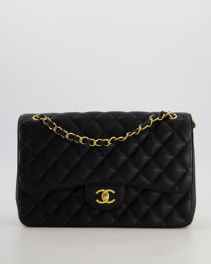 Chanel Jumbo Classic Double Flap Bag in Black Caviar Leather with Gold Hardware RRP £9,540
