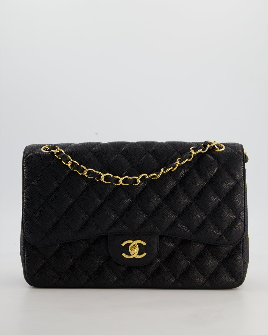 Chanel Jumbo Classic Double Flap Bag in Black Caviar Leather with Gold Hardware RRP £9,540