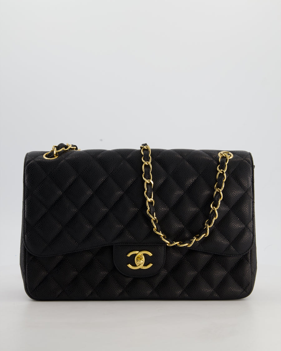 Chanel Jumbo Classic Double Flap Bag in Black Caviar Leather with Gold Hardware RRP £9,540