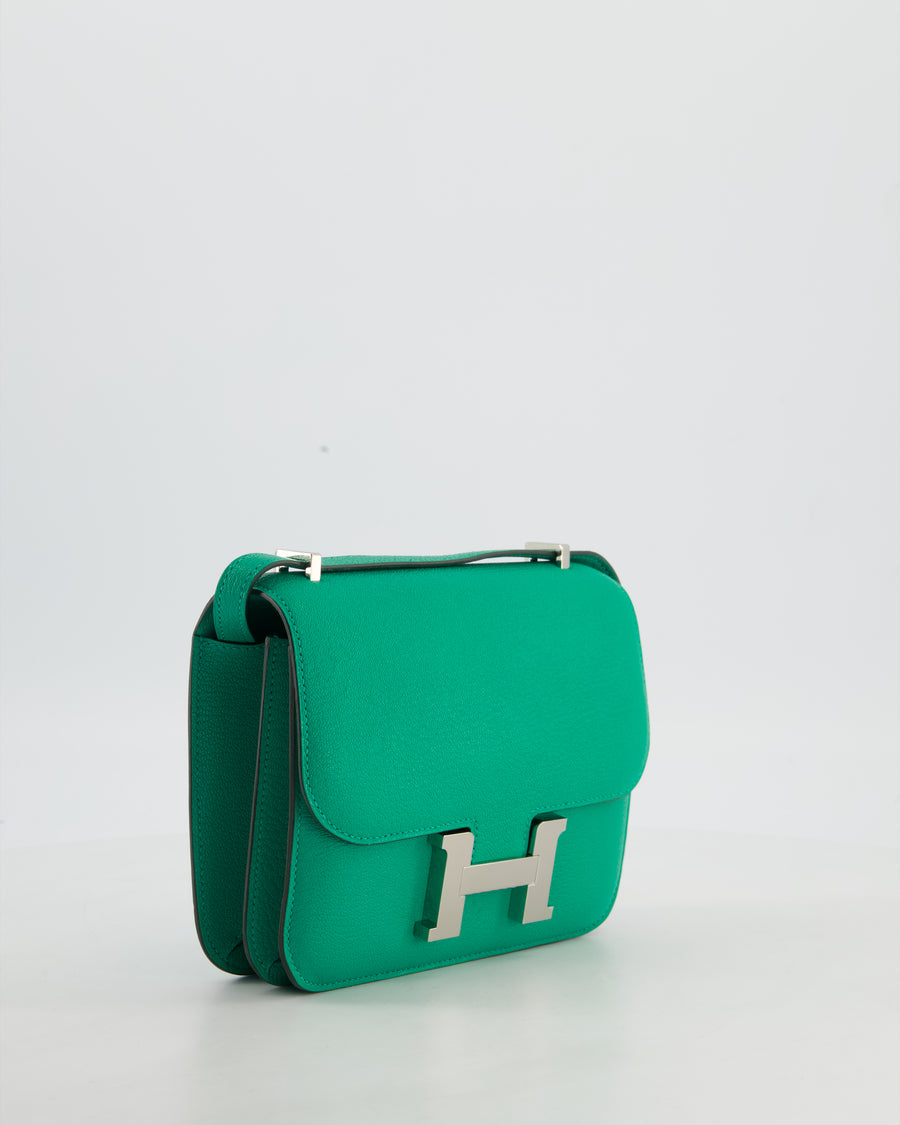 Hermès Mini Constance III Miroir 18 Bag in Menthe Chevre Mysore Leather with Palladium Hardware