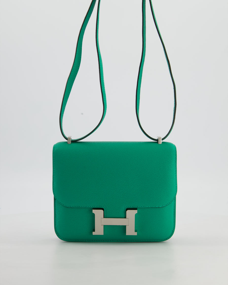 Hermès Mini Constance III Miroir 18 Bag in Menthe Chevre Mysore Leather with Palladium Hardware