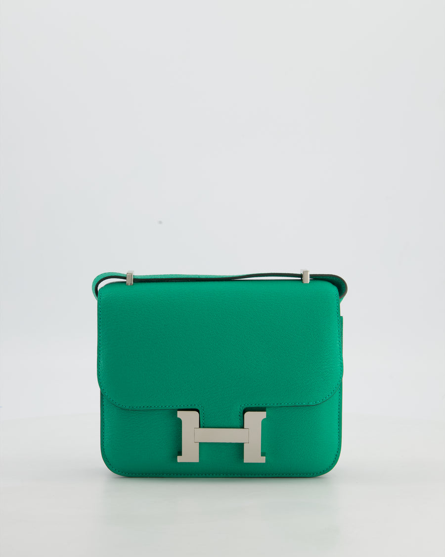 Hermès Mini Constance III Miroir 18 Bag in Menthe Chevre Mysore Leather with Palladium Hardware