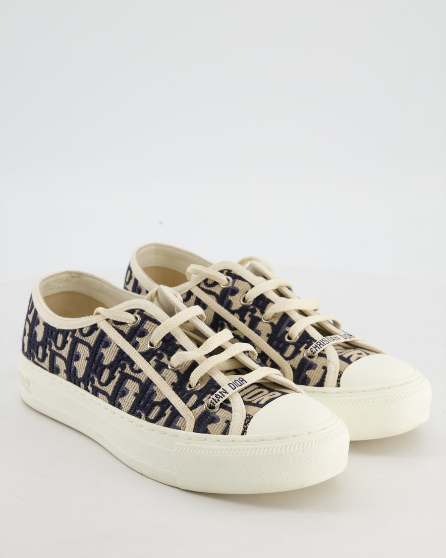Christian Dior Navy Walk 'n' Dior Oblique Trainers Size EU 37