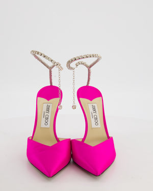 Jimmy Choo Pink Saeda 100 Crystal Chain Pumps Size EU 40