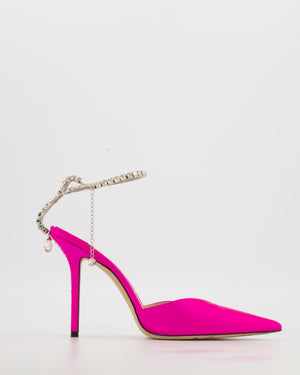 Jimmy Choo Pink Saeda 100 Crystal Chain Pumps Size EU 40