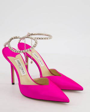 Jimmy Choo Pink Saeda 100 Crystal Chain Pumps Size EU 40