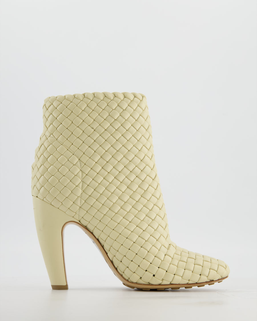 Bottega Veneta Beige Canalazzo Intrecciato Leather Ankle Boots Size EU 39 RRP £2,650
