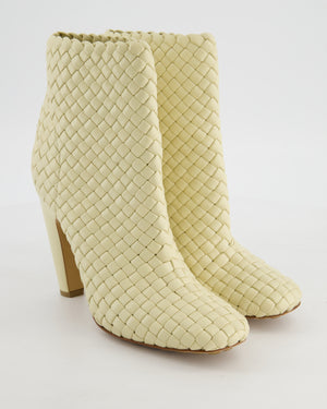 Bottega Veneta Beige Canalazzo Intrecciato Leather Ankle Boots Size EU 39 RRP £2,650