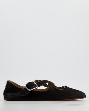 Alaïa Brown Cross-Over Calf-Hair Ballet Flats Size EU 40 RRP £920
