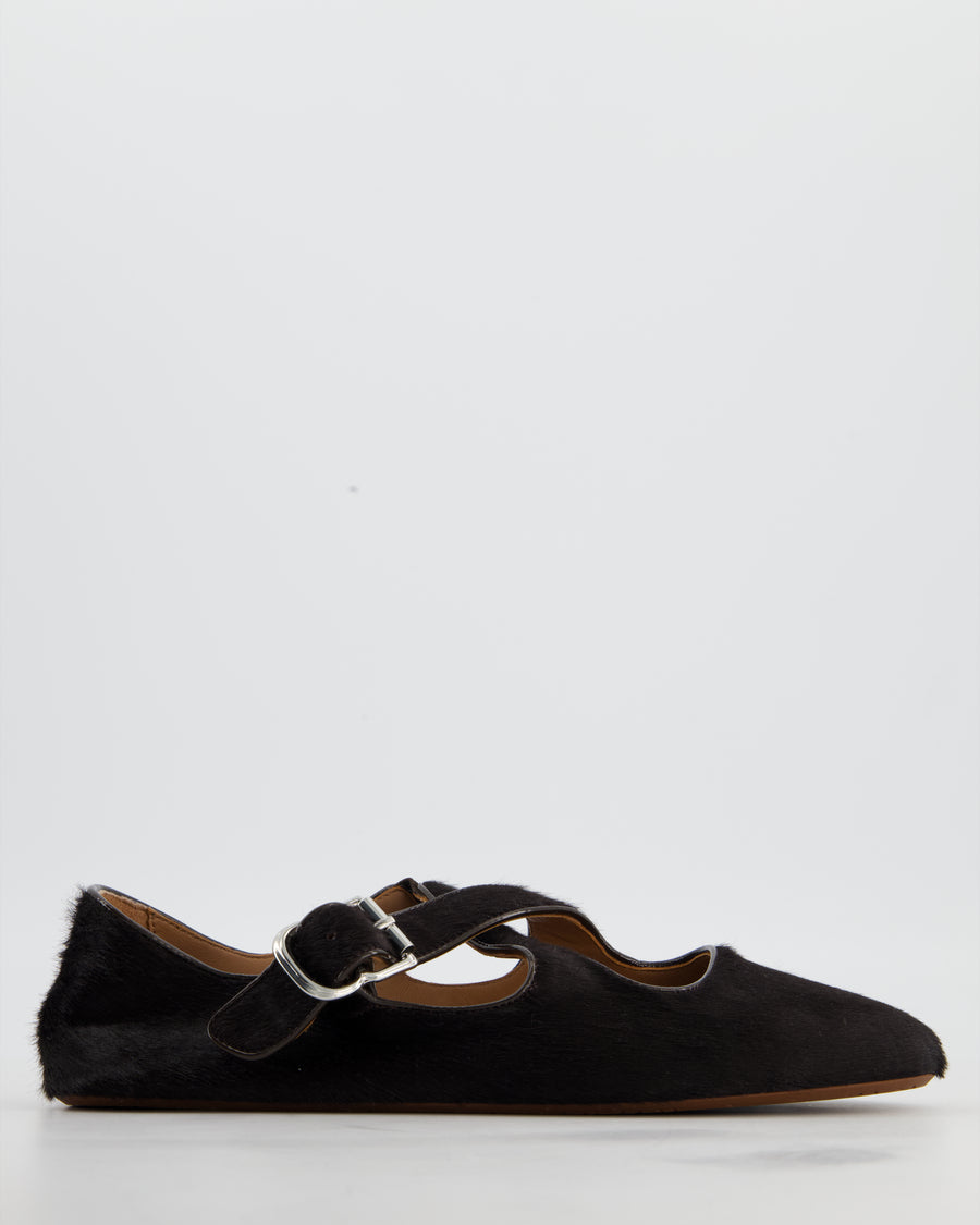 Alaïa Brown Cross-Over Calf-Hair Ballet Flats Size EU 40 RRP £920