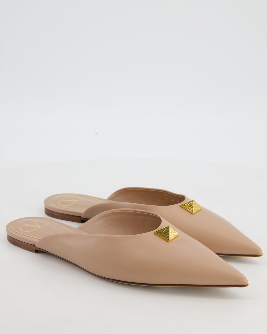 Valentino Nude Leather Roman Stud Pointed Mules Size EU 40 RRP £420