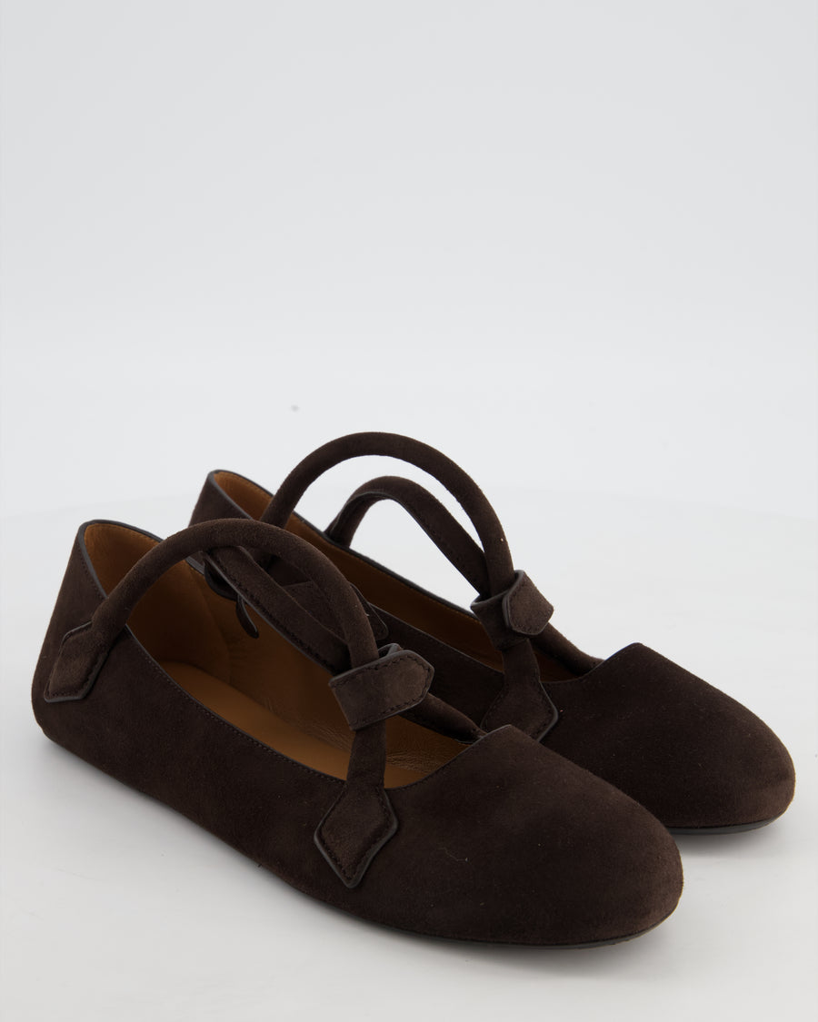 Alaïa Brown Le Teckel Brown Suede Ballet Flats Size EU 40