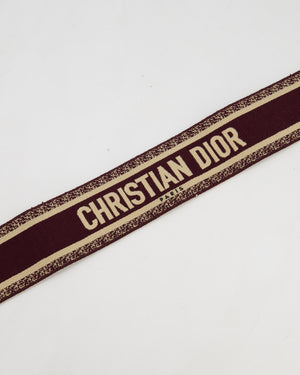 Christian Dior Burgundy & Ecru Canvas Guitar Bag Strap with Antique Gold Hardware & Black Leather