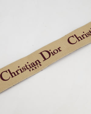 Christian Dior Burgundy & Ecru Canvas Guitar Bag Strap with Antique Gold Hardware & Black Leather