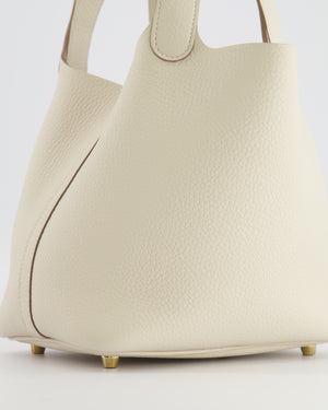 *RARE* Hermès Picotin Lock 18 Bag in Craie Clemence Leather with Gold Hardware
