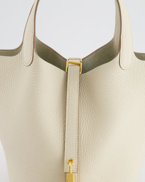 *RARE* Hermès Picotin Lock 18 Bag in Craie Clemence Leather with Gold Hardware