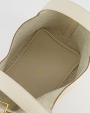 *RARE* Hermès Picotin Lock 18 Bag in Craie Clemence Leather with Gold Hardware