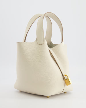 *RARE* Hermès Picotin Lock 18 Bag in Craie Clemence Leather with Gold Hardware