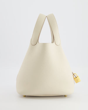*RARE* Hermès Picotin Lock 18 Bag in Craie Clemence Leather with Gold Hardware