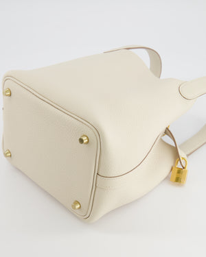 *RARE* Hermès Picotin Lock 18 Bag in Craie Clemence Leather with Gold Hardware