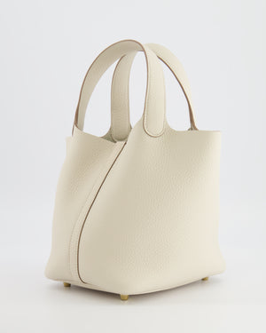 *RARE* Hermès Picotin Lock 18 Bag in Craie Clemence Leather with Gold Hardware