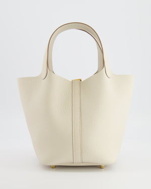 *RARE* Hermès Picotin Lock 18 Bag in Craie Clemence Leather with Gold Hardware