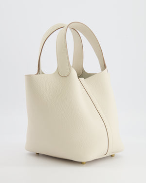 *RARE* Hermès Picotin Lock 18 Bag in Craie Clemence Leather with Gold Hardware