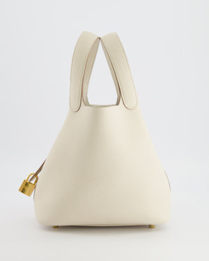 *RARE* Hermès Picotin Lock 18 Bag in Craie Clemence Leather with Gold Hardware