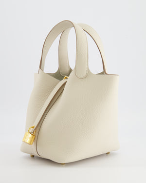 *RARE* Hermès Picotin Lock 18 Bag in Craie Clemence Leather with Gold Hardware
